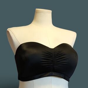Elegant Black Strapless Bandeau Wireless Bra 42DD Goth Burlesque Halter Romantic